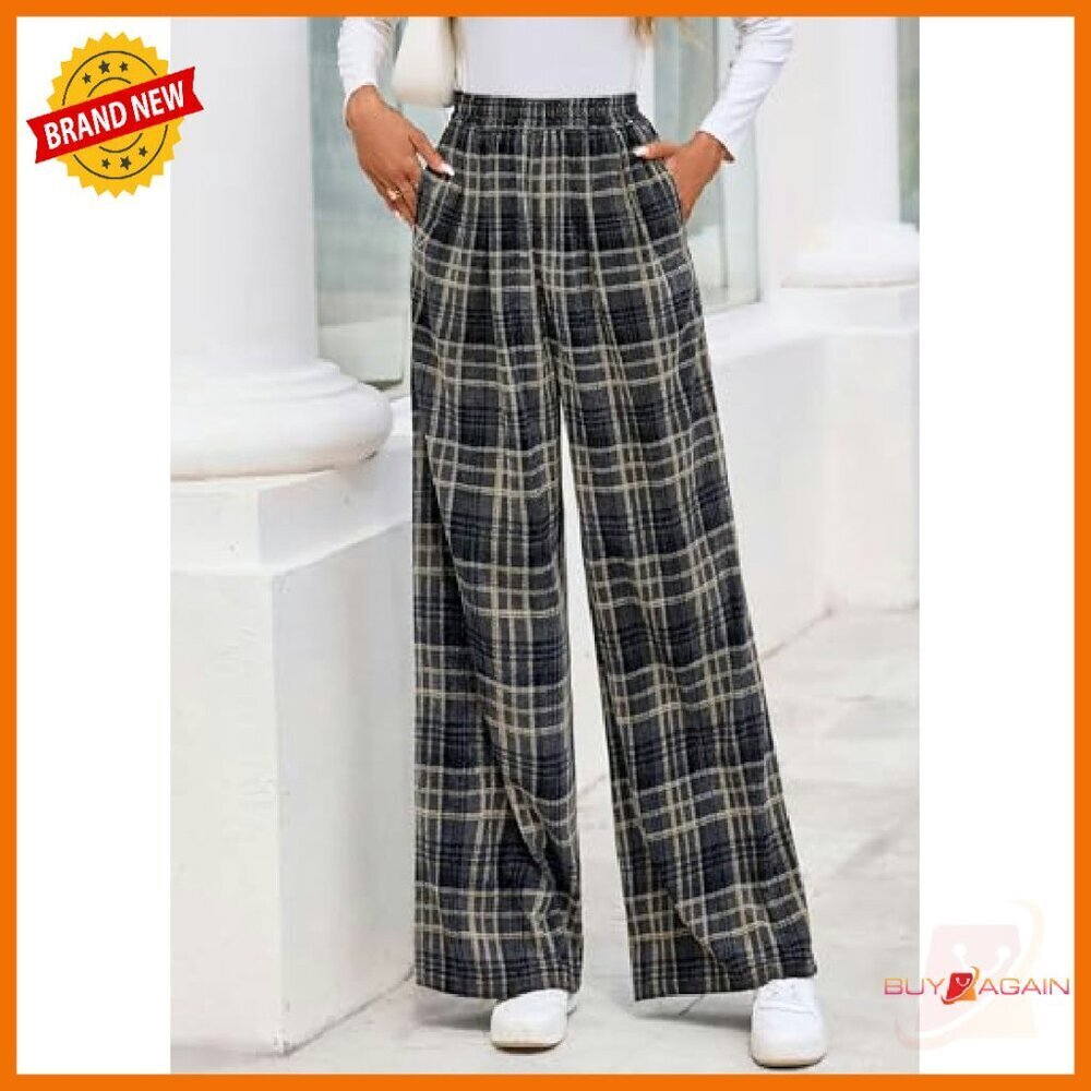 Soft Stretchy Knit Wide Leg Palazzo Pants with Pockets Elastic Waist - Picture 3 of 8